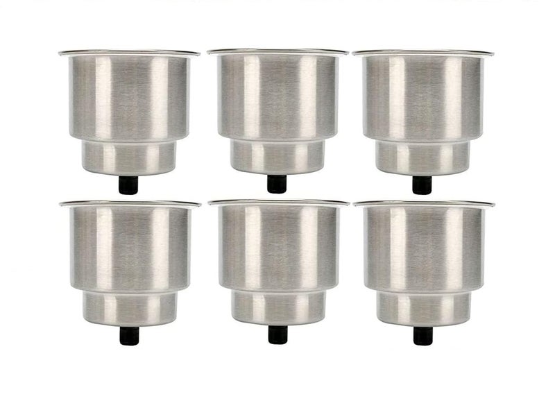 Amarine Made Stainless Steel Cup Drink Holder with Drain Marine Boat Rv Camper (6-Pack) - Image 1